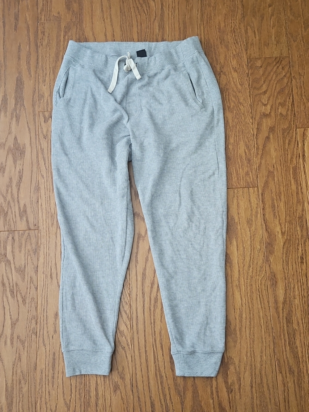 GAP Cozy Heather Gray Waffle Knit Jogger Sweatpants Large L